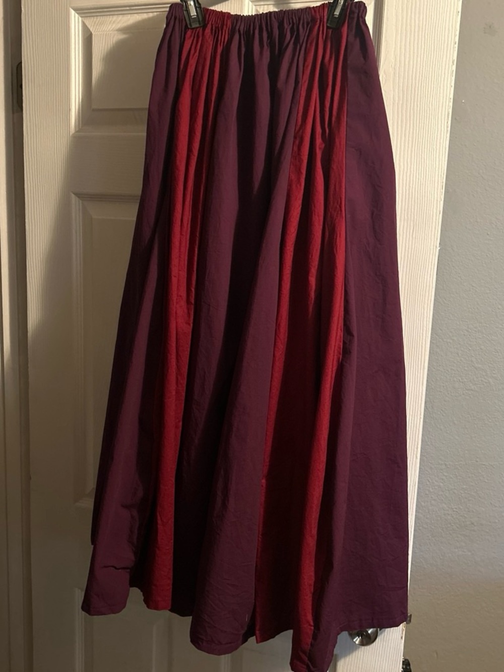 Costume/Renaissance Two-Tone Plum and Wine Maxi Skirt with Elastic Waist